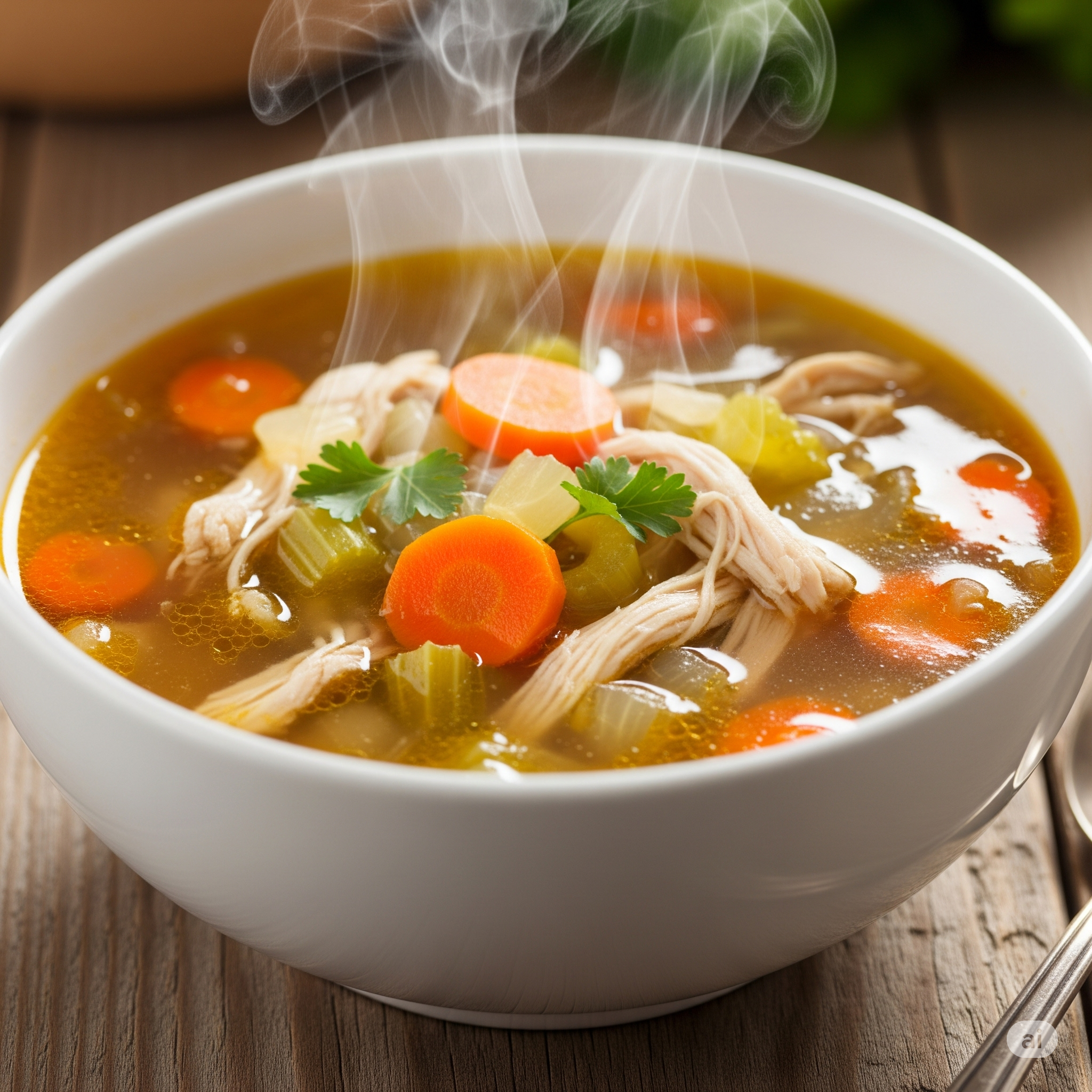 Canja de galinha tradicional servida em tigela branca